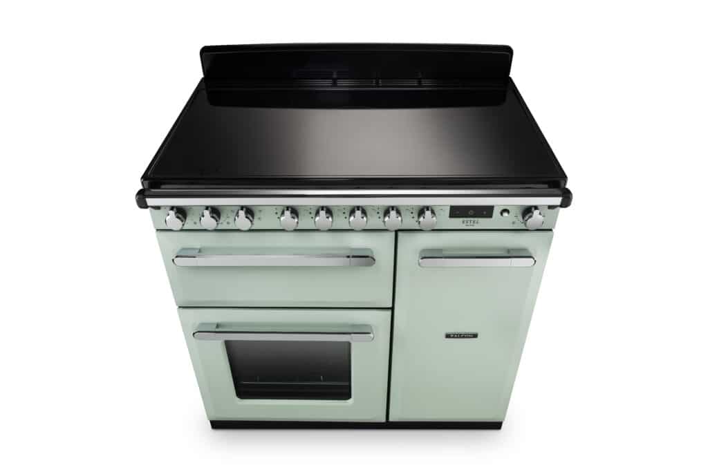 RS30235 Falcon Estel Deluxe 90 Induction Mint Chrome HIgh angled view